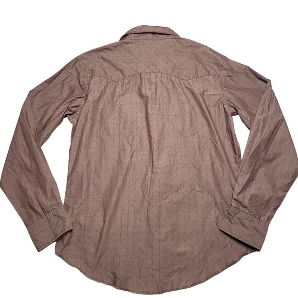 Wrangler Western Pearl Snap Shirt Brown Dotted Micro Dot Long Sleeve Large - Picture 3 of 9